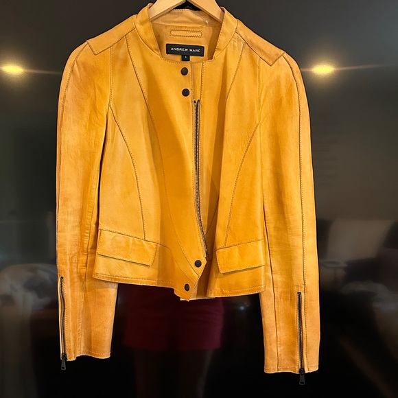 Andrew Marc Jackets & Blazers - Andrew Marc Women's Mustard Leather Jacket
